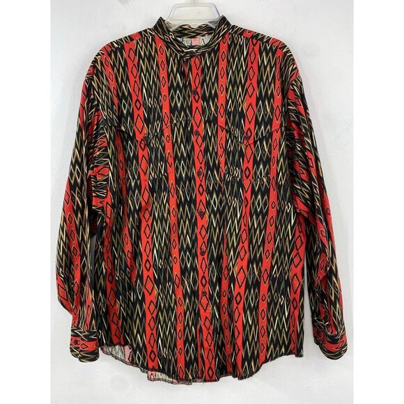 Vtg Panhandle Slim Western Shirt Men's Medium Aztec Southwestern‎ All Over Print - Picture 2 of 12
